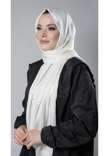 Krem Çizgili Şal Viskon Kumaş Bursa Dolama 202110 40 Krem