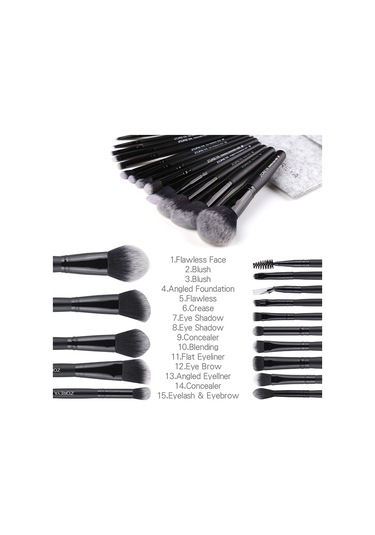 Sones Zoreya Marka Yumuşak Sentetik Kıllar Makyaj Fırçası Seti Göz Makyajı Araçları Hayvanlar Üzerinde Deney Yapmayan Siyah Karıştırma Kırışık Fondöten Fırçaları