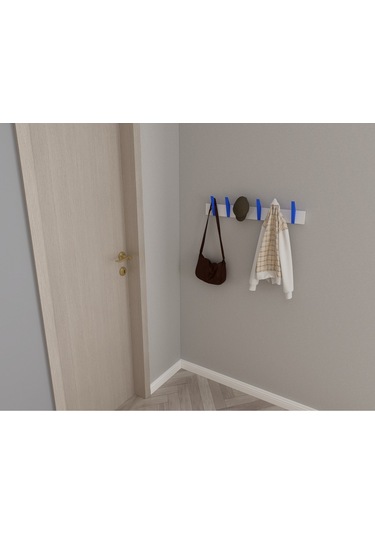 Hepsi3boyutlu Modern Duvar & Kapı Kanca Askılık - 6 Adet Mavi Kanca Askılık - Model No : 4 Mavi
