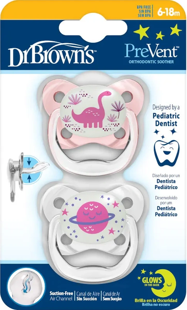 Dr.brown's Ortodontik Emzik, Gece 6-18 Ay 2 Adet 59709607 Pembe