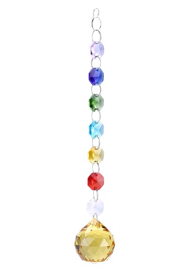 Asılı Pencere Kolye El Yapımı Gökkuşağı Kristal Prizmaları Top Avize Lambası Noel Dekoru Sarı Diğer