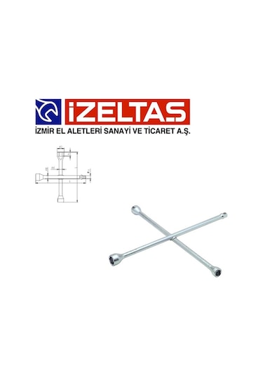 İzeltaş 1975091322 İstavroz Tip 1/2'' Adaptörlü Bijon Anahtarı
