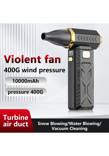 Yifomall 250000 Rpm Turbofan El Fanı - 10000mah Pil, Led Aydınlatma, 6 Rüzgar Hızı, Sürekli Hız Regülasyonu, Siyah