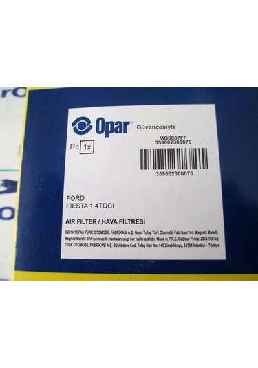 1444X3 Hava Filtresi 1,4 Tdci Bipper-Nemo-Ford Fiesta