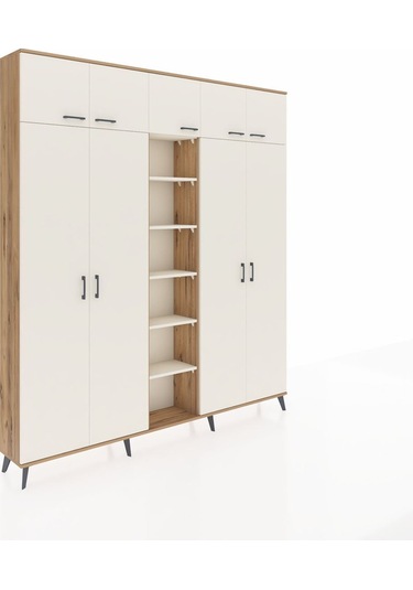 Arges Dolap 18 Raflı 9 Kapaklı 220x30x243 Çam-aytaşı/aytaşı Aytası/aytası