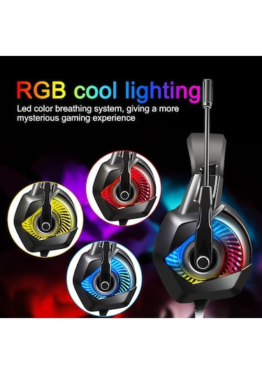 Onikuma K6 USB+3.5 Mm RGB Kablolu Mikrofonlu Kulak Üstü Oyuncu Kulaklığı
