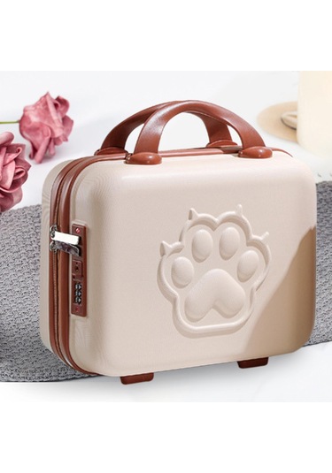 Homyl İş Için 14 Inç Küçük Saplı Şifre Kilitli Bavul Kılıfı Mini Bej