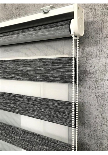 Bambu Raks Koyu Gri Zebra Perde Koyu Gri