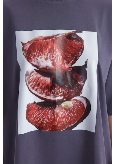 Mai Studıos Mai Studios Co. Pomelo Oversize Füme T-shirt Füme