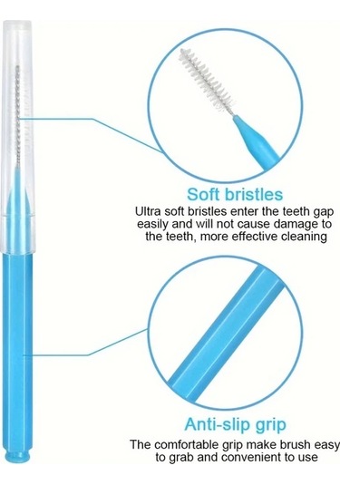 Willowhaven 100 Adet Diş Arası Fırçası - Siyah, Braces Ve Detaylı Diş Temizliği İçin