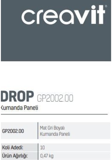 Creavit Gp2002.00 Mat Gri Boyalı Kumanda Paneli
