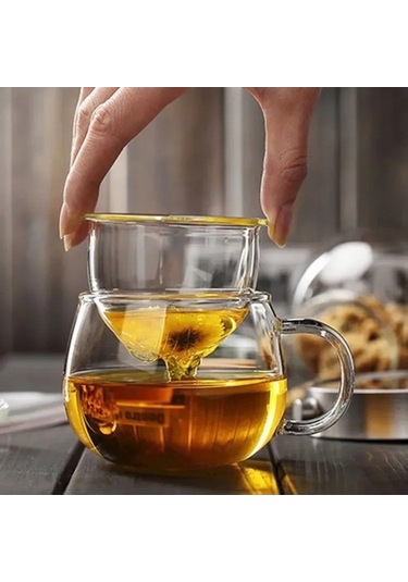 Besthome1 Çay Fincanı 300ml, Cam, Saf Tat, Kapağı İle Şeffaf