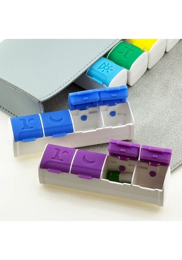 4 Bölmeli İlaç Kutusu Magnet Özellikli Mavi