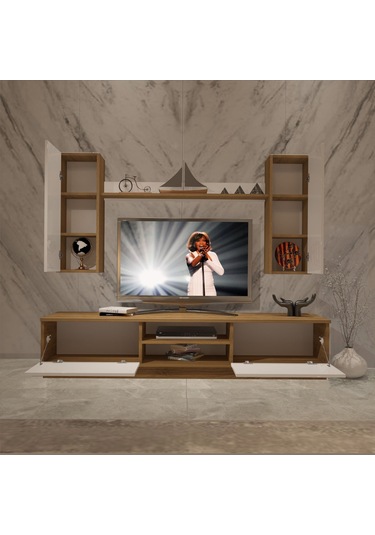 Decoraktiv Eko 5db Mdf Dvd Tv Ünitesi Tv Sehpası Pera - Beyaz