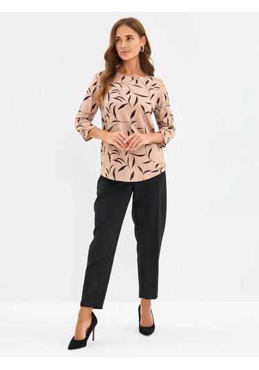 Velurteks 3/4 Kollu Ofis Günlük Bluz 53649421 Bej
