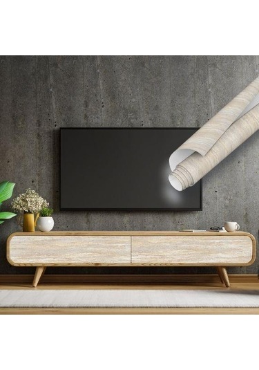 67cm X 10 Metre 1 Adet Yapışkanlı Rulo Bej Traverten Desenli Mutfak Duvar Kaplama Folyosu Kağıdı