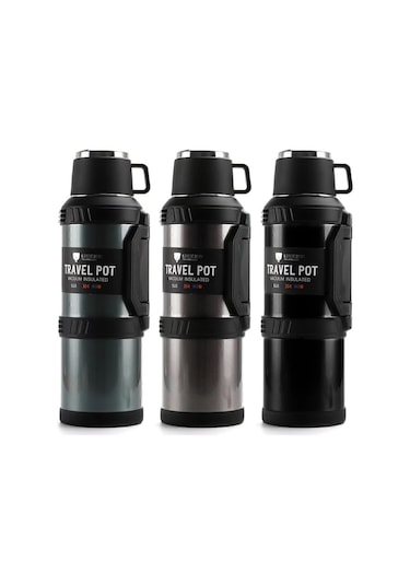 4 Litre Paslanmaz Çelik Vacuum Termos 48 Saat Sıcak Soğuk Dağcı Termos Aile Boyu Siyah