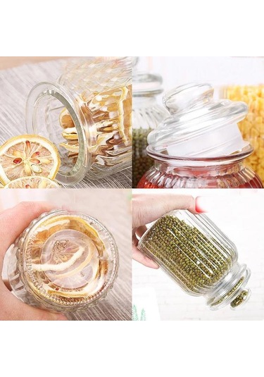 Lüks Cam Kavanoz Saklama Kabı 650Ml 15Cm