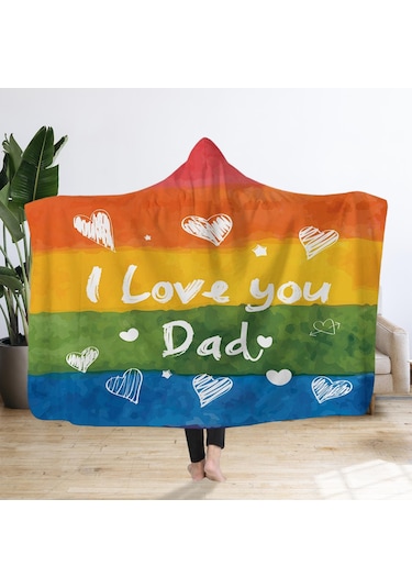 Homyl Kapüşonlu Battaniye Giyilebilir Şal Yatakhane Uyuklama Baba 130x150cm Çok Renkli