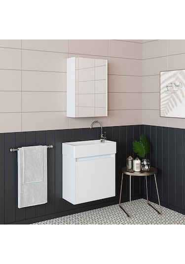 Roomart Ayaksız Tek Kapaklı Lavabolu Mat Beyaz 50 Cm Banyo Dolabı Mat Beyaz Roomart Ayaksız Tek Kapaklı Lavabolu Mat Beyaz 50 Cm Banyo Dolabı Mat Beyaz