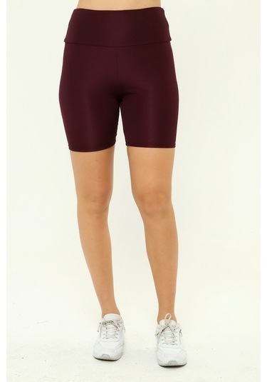 Nyc Giyim Disko Şort Tayt Yüksek BelGri