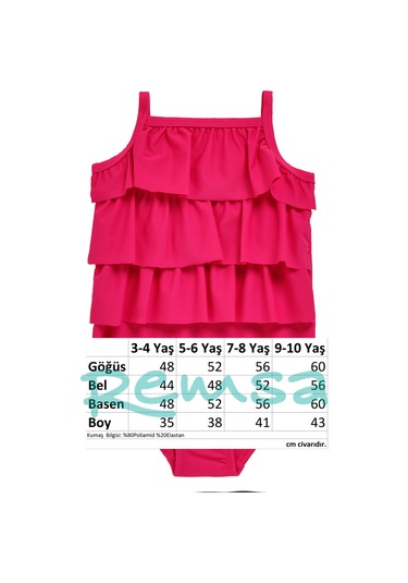 Uv Korumalı Askılı Mayo Kız Bebek Yüzücü Mayo 5108 Pembe Fuşya