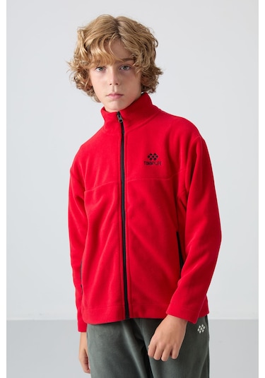 Tommy Life Kırmızı Kalın Yumuşak Dokulu Standart Fit Nakışlı Polar Erkek Çocuk Sweatshirt - 11223 Kırmızı