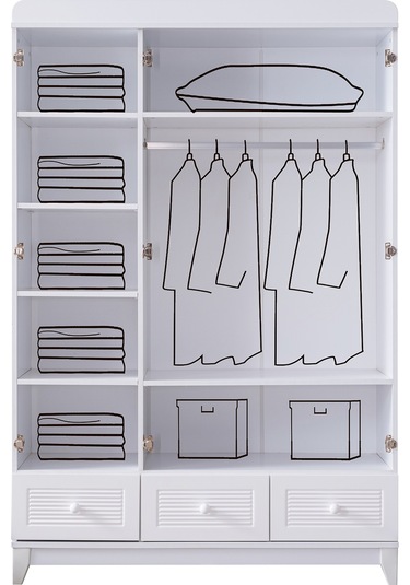 Antalya Yavrulu Karyola, Perla 3 Kapaklı Dolap