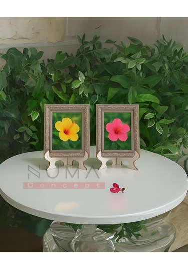 Ahşap Beyaz Çerçeve Ayaklığı Her Biri 22x15 Cm Geçmeli Stand