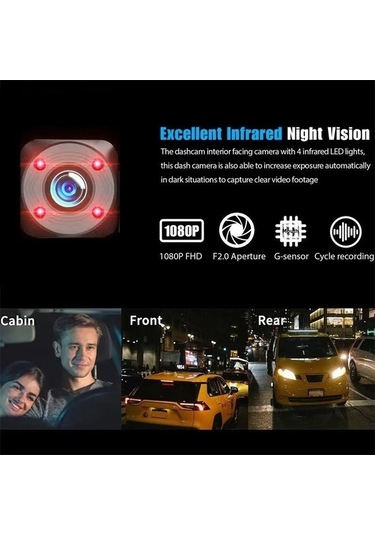 Pazly 1080p Yüksek Çözünürlüklü Gece Görüş Üçlü Kayıt Üç Lensli Wifi Kamera