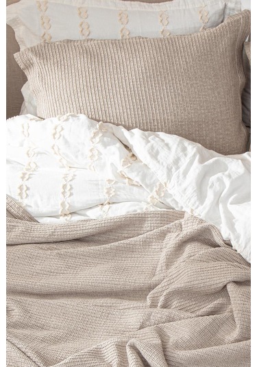 Ecocotton Sara Bej Çift Kişilik %100 Organik Pamuk Pike/yatak Örtüsü Seti 220 240 Cm Bej