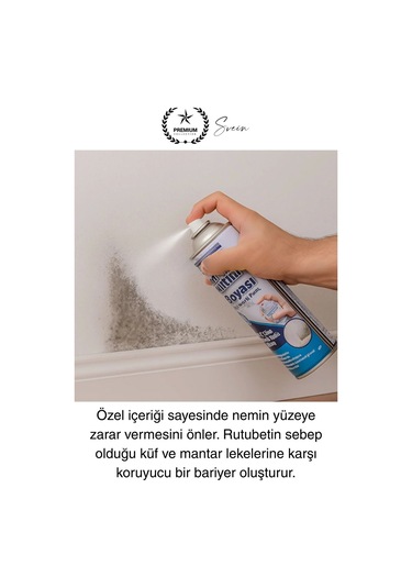 Premium Anti Küf Yalıtım Boyası Sprey Beyaz Rutubet Oluşumunu Engeller Duvar Derleme Önleyici 500 Ml