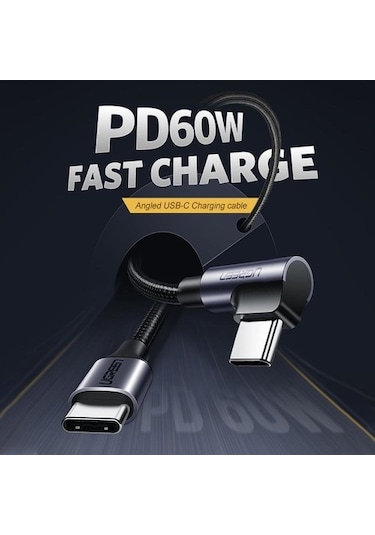 Ugreen Usb Type-c 3a 60w 90 Derece Şarj Ve Data Kablosu
