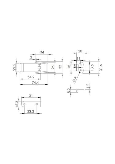 Sandık Klipsi Kilidi Gergi Mandalı Orta Boy Nikel