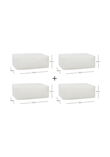 Home Wave 4'lü Büyük Boy Gri Pötikare Baza Altı Hurç Set 62 x 46 x 22 cm