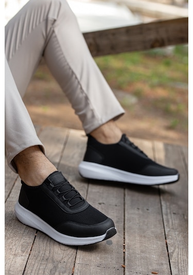 D0126 Günlük Ortopedik Erkek Sneaker Spor Ayakkabı Siyah-beyaz