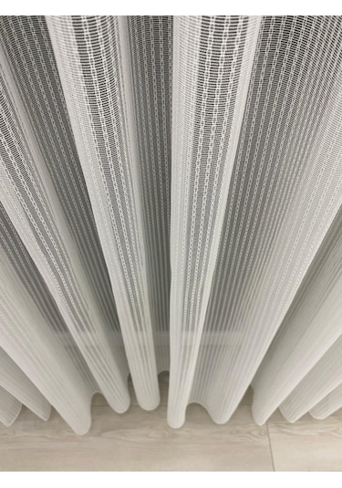 4042 Gümüş Simli Desenli Modern Ekru Tül Perde 1/2,5 Orta Normal Pileli Ekru-gümüş