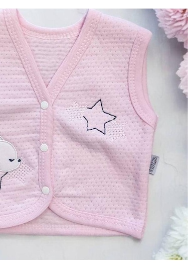 Cantoy Kız Bebek Mevsimlik Yıldız İşlemeli Yelek-15072 Pembe