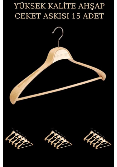 15 Adet Yüksek Kalite 48 CM Ahşap Askı Ceket Askısı Elbise Askısı Ahşap