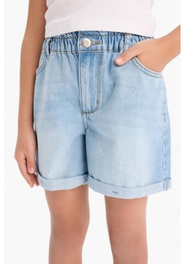 Defacto Kız Çocuk Paperbag Jean Şort B8113a825smnm39 Mavi