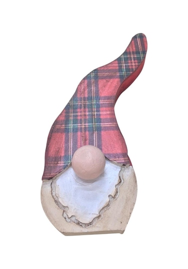 Gnome, Burnuk, Sakallı Kafadar Ekoseli Ahşap Dekor