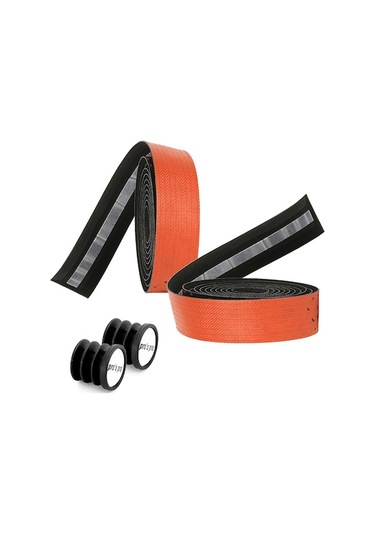 Ergonomik Bisiklet El Tutucu Grips - Pu+eva, Anti Kayma, Ter Emici, Şok Emici, 3mm Kalınlık, Turuncu Renk, Pvc Uç Kapaklı