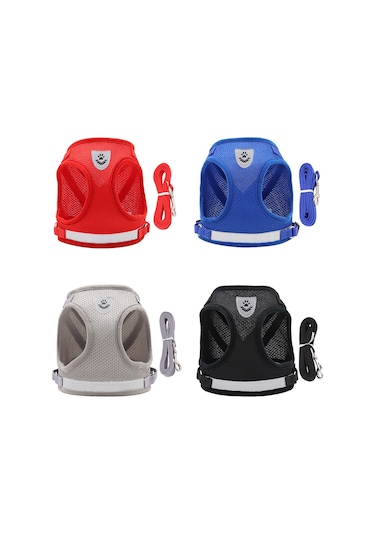Geeroyoo Küçük Köpekler İçin Havalandırmalı Gece Yürüyüş Yeleği Ve Tasma Seti - Siyah S Bl-844 Siyah