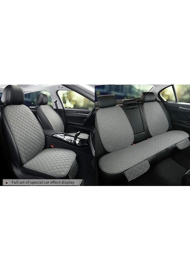 Araba Koltuk Deri Minderi 7 Parça Ön Ve Arka Oturak Sırt Dayama Minder Gri-gri