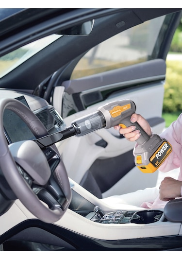 Enshall 20.000PA Çantalı Yedek Filtreli Çift Bataryalı 120 W Şarjlı Araç İçi Süpürge