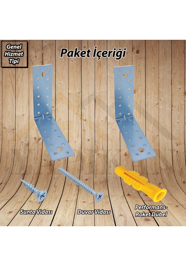 Deprem Mobilya Dolap Sabitleme Aparatı Seti 40x120x120mm - L Demir Gönye Köşebent