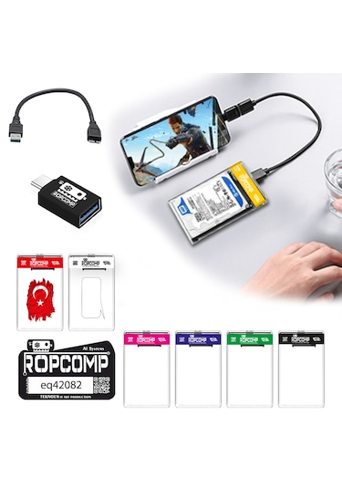 Ropcomp 2.5" Sata Hdd Kutusu Telefon Yedekleme Type C Otg Usb