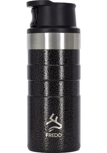 Comfort Therm Paslanmaz Çelik Benekli Siyah Termos Bardak, Mug 350ml Benekli Siyah