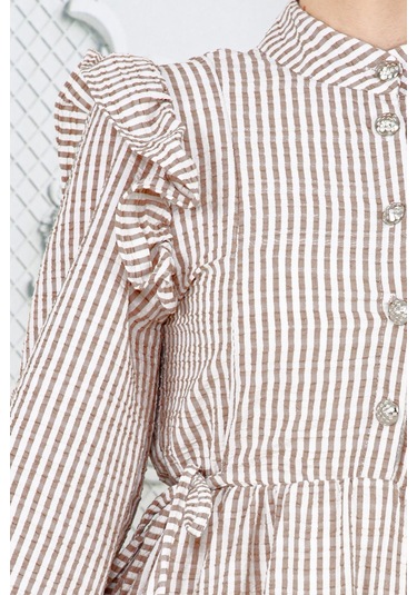 Pötükare Fırfır Detaylı Eda Elbise-vizon-3985-vizon Vizon