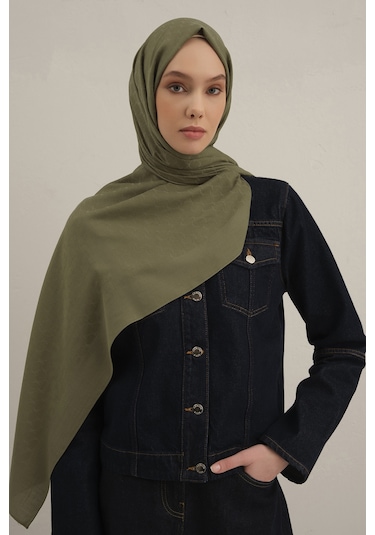 Haki Link Desen Bambu Cotton Şal 49 Haki